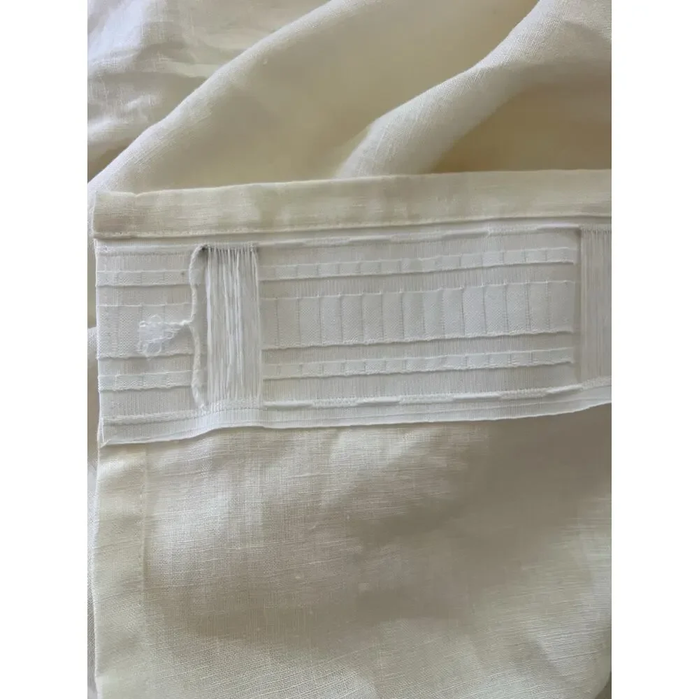 Ikea 100% Linen Long Curtain One Panel Only 57 x 100” Cream Beige